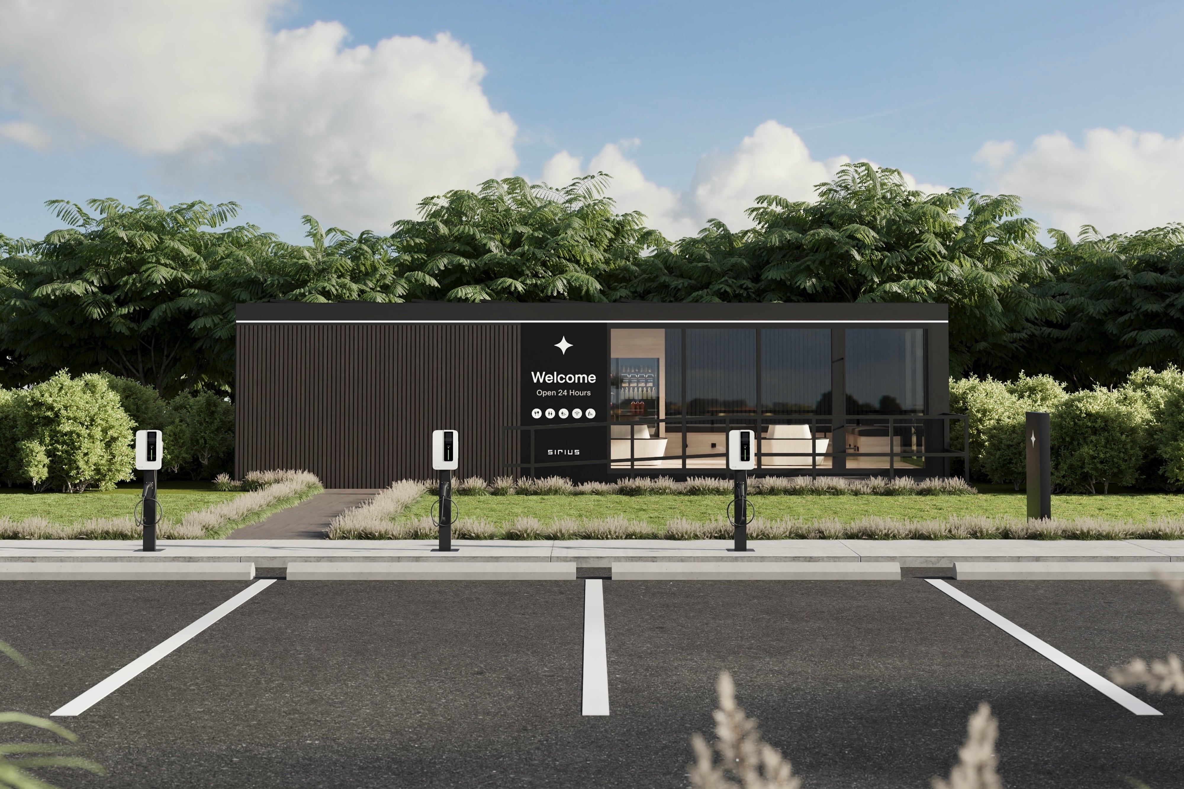 Sirius Buildings Modular Electric Vehicle Charging Station Lounge