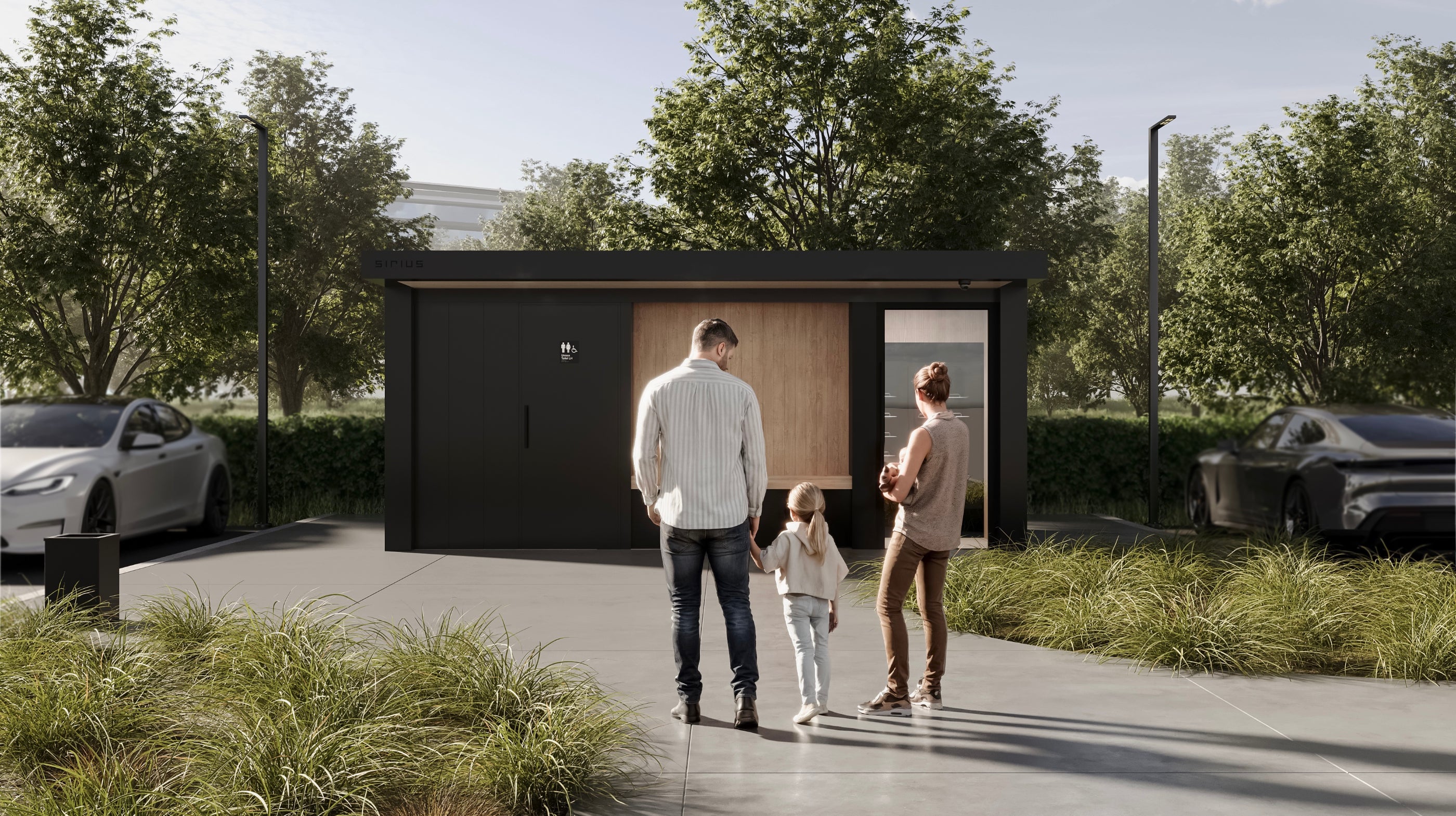 Sirius Pavilion Micro Amenities Prefab Modular Structure Turnkey Building DDA ADA Restroom Vending Electric EV Charging Lounge