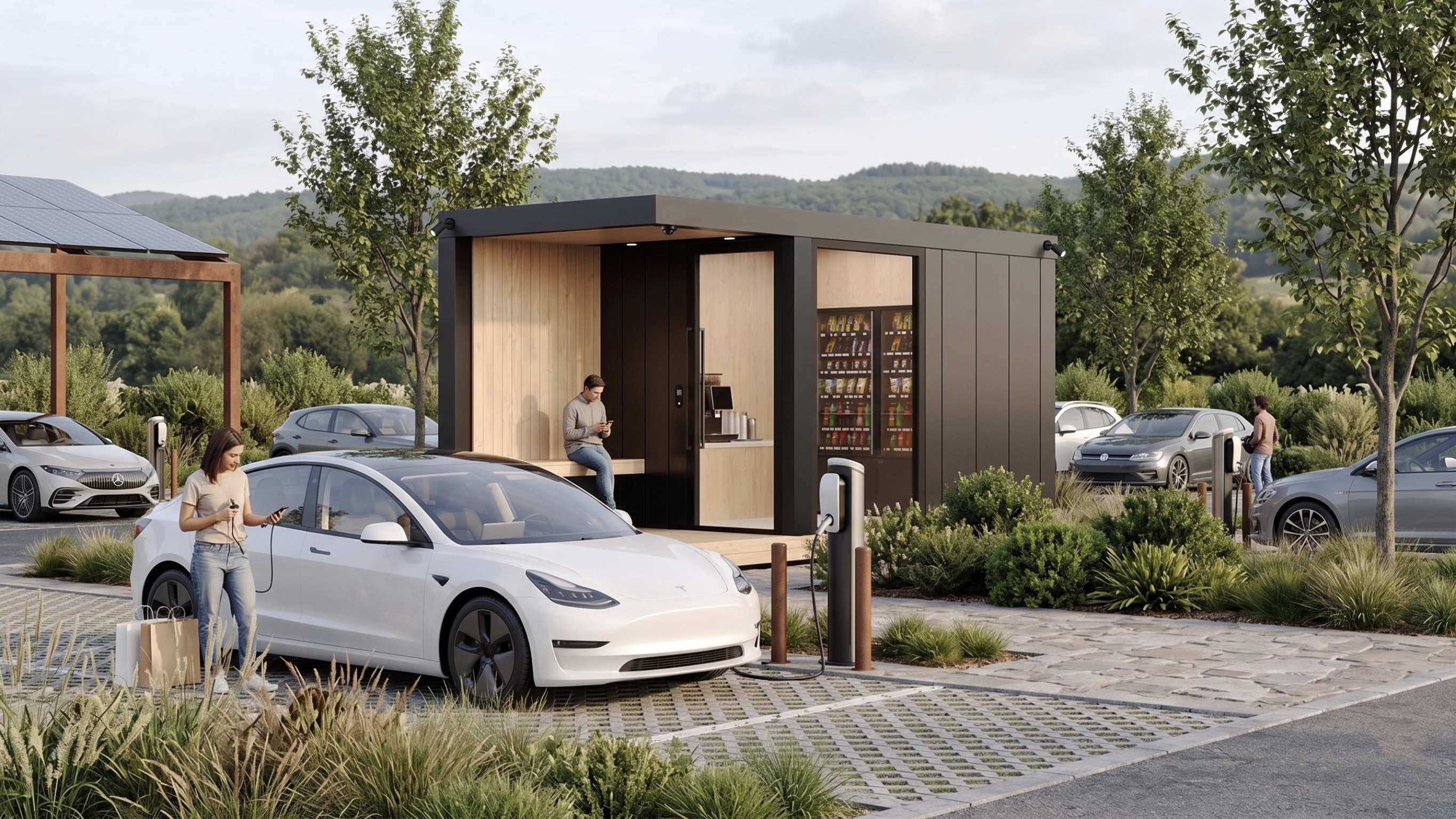 EV Charging Infrastructure Electric Vehicle Site Amenities Lounge